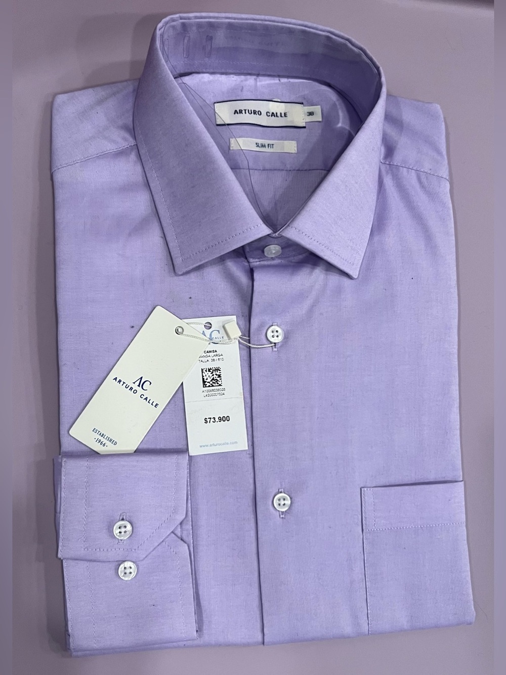 Men's Arturo Calle Slim Fit Lavender Dress Shirt NWT
